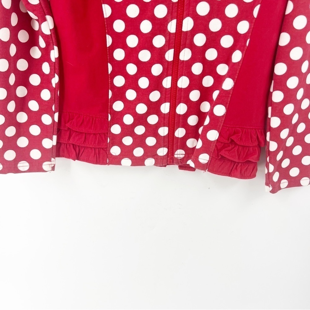 ✅ Disney Cruise Lines Girls Minnie Mouse Red White Polka Dot Hoodie Jacket LARGE - Picture 6 of 7